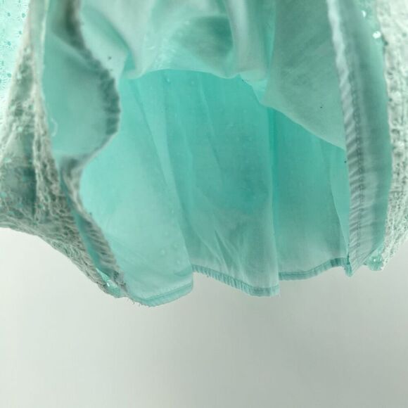 Little Lass Toddler Girls Aqua Eyelet Flutter Sleeve Dress 4T – A-Line - Picture 7 of 9
